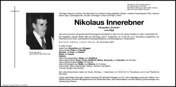 Traueranzeigen Von Nikolaus Innerebner Trauer Bz