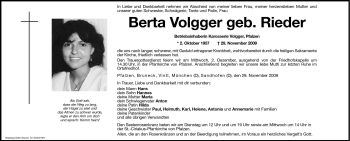 Traueranzeigen Von Berta Volgger Trauer Bz