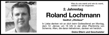 Traueranzeigen Von Roland Lochmann Trauer Bz