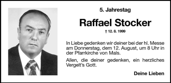 Traueranzeigen Von Raffael Stocker Trauer Bz