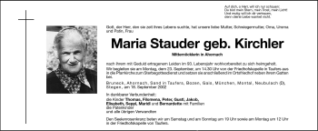 Traueranzeigen Von Maria Stauder Trauer Bz