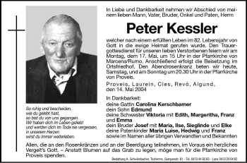 Traueranzeigen Von Peter Kessler Trauer Bz