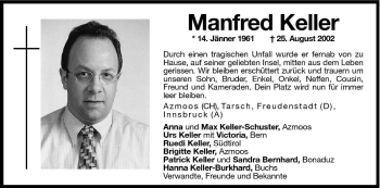 Traueranzeigen Von Manfred Keller Trauer Bz