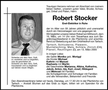 Traueranzeigen Von Robert Stocker Trauer Bz