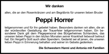 Traueranzeigen Von Peppi Horrer Trauer Bz