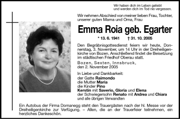 Traueranzeigen Von Emma Roia Trauer Bz