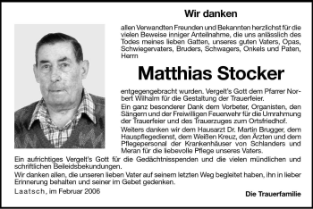 Traueranzeigen Von Matthias Stocker Trauer Bz