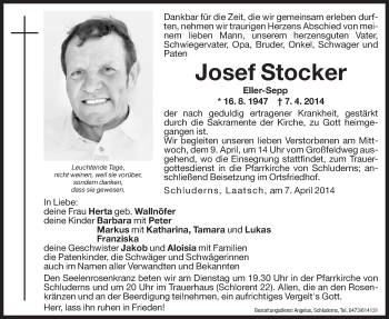 Traueranzeigen Von Josef Stocker Trauer Bz