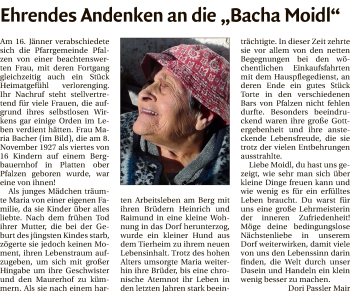 Traueranzeigen Von Maria Bacher Trauer Bz