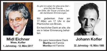 Traueranzeigen Von Johann Kofler Trauer Bz