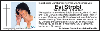 Traueranzeigen Von Evi Strobl Trauer Bz