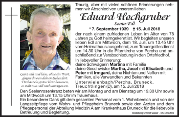 Traueranzeigen Von Eduard Hochgruber Trauer Bz