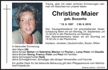 Traueranzeigen Von Christine Maier Trauer Bz