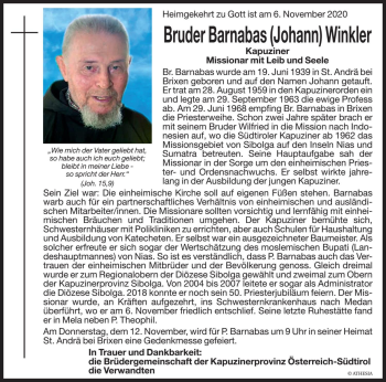 Traueranzeigen Von Johann Winkler Trauer Bz