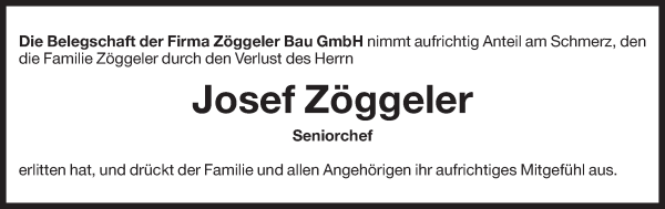 Traueranzeige von Josef Zöggeler von Dolomiten