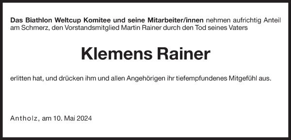 Traueranzeige von Klemens Rainer von Dolomiten