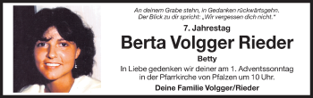 Traueranzeige von Berta Volgger von Dolomiten