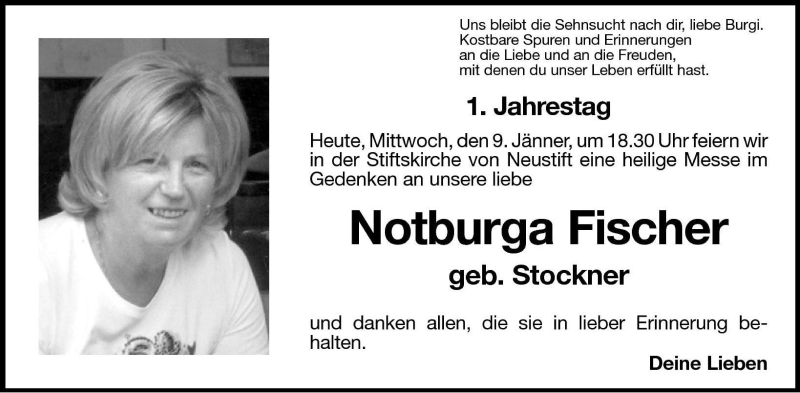  Traueranzeige für Notburga Fischer vom 09.01.2008 aus Dolomiten