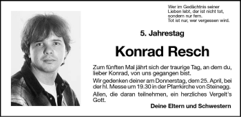 Traueranzeige von Konrad Resch von Dolomiten