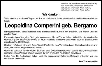 Traueranzeige von Leopoldina Comperini von Dolomiten