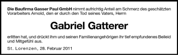Traueranzeige von Gabriel Gatterer von Dolomiten