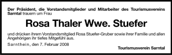 Traueranzeige von Rosa Stuefer von Dolomiten