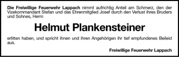 Traueranzeige von Helmut Plankensteiner von Dolomiten