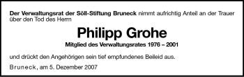 Traueranzeige von Philipp Grohe von Dolomiten