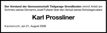 Traueranzeige von Karl Prossliner von Dolomiten