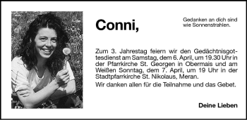 Traueranzeige von Cornelia Gamper von Dolomiten