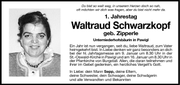 Traueranzeige von Waltraud Schwarzkopf von Dolomiten