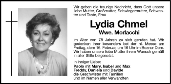 Traueranzeige von Lydia Morlacchi von Dolomiten
