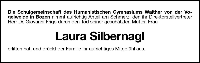  Traueranzeige für Laura Silbernagl vom 26.06.2008 aus Dolomiten