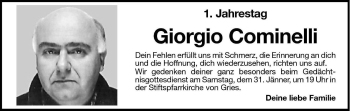 Traueranzeige von Giorgio Cominelli von Dolomiten