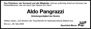 Traueranzeige von Aldo Pangrazzi von Dolomiten
