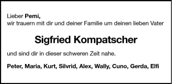 Traueranzeige von Sigfried Kompatscher von Dolomiten
