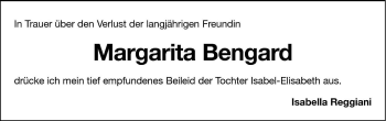 Traueranzeige von Margarita Bengard von Dolomiten