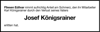 Traueranzeige von Josef Königsrainer von Dolomiten