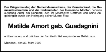 Traueranzeige von Matilde Amort von Dolomiten