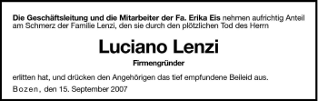 Traueranzeige von Luciano Lenzi von Dolomiten