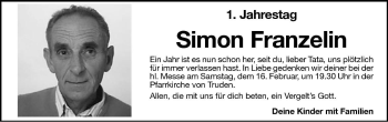 Traueranzeige von Simon Franzelin von Dolomiten