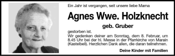 Traueranzeige von Agnes Holzknecht von Dolomiten