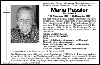 Traueranzeige von Maria Passler von Dolomiten