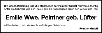Traueranzeige von Emilie Peintner von Dolomiten