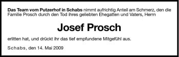 Traueranzeige von Josef Ignaz Prosch von Dolomiten