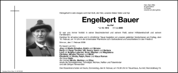Traueranzeige von Engelbert Bauer von Dolomiten