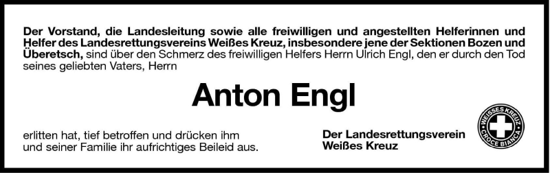  Traueranzeige für Anton Engl vom 11.12.2010 aus Dolomiten