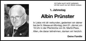 Traueranzeige von Albin Prünster von Dolomiten