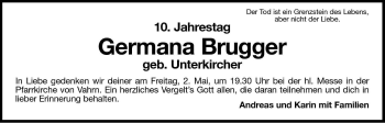 Traueranzeige von Germana Brugger von Dolomiten