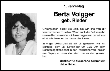 Traueranzeige von Berta Volgger von Dolomiten